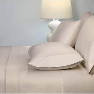 NEW KIRKLAND Cream Beige Queen Size Pima Cotton Bed Sheets 4 Pillowcases Set